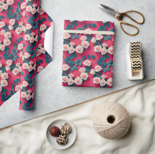 Pattern Of Red And White Roses Wrapping Paper