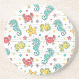 pattern of sea creatures coaster