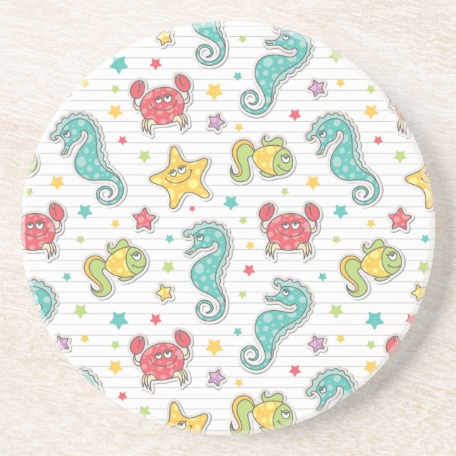 pattern of sea creatures coaster (Front)