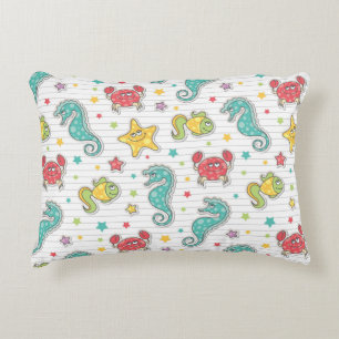 pattern of sea creatures decorative pillow