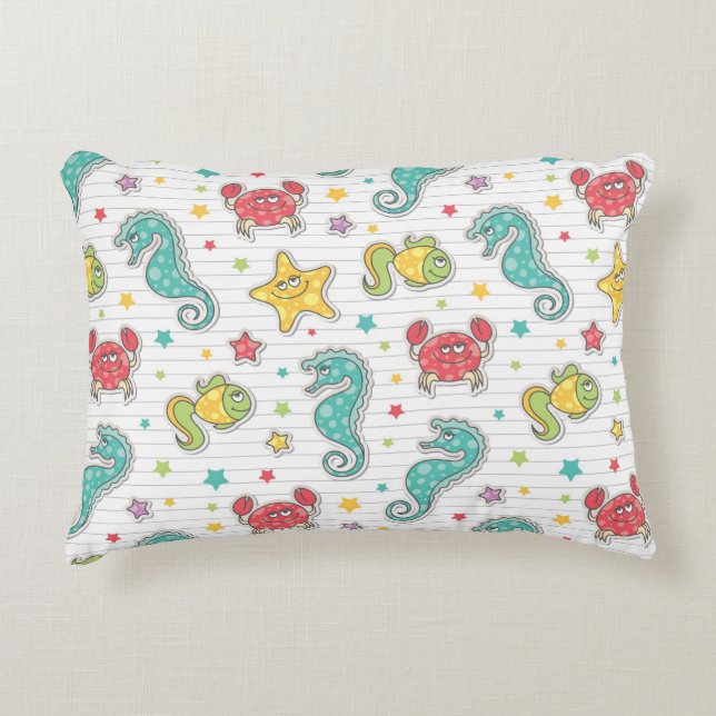 pattern of sea creatures decorative pillow (Front)
