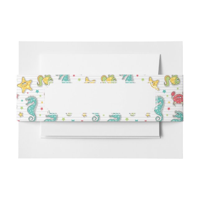 pattern of sea creatures invitation belly band (Front Example)