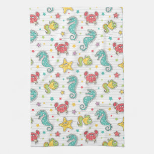 pattern of sea creatures kitchen towel