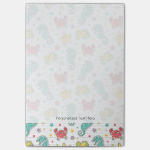 pattern of sea creatures post-it notes