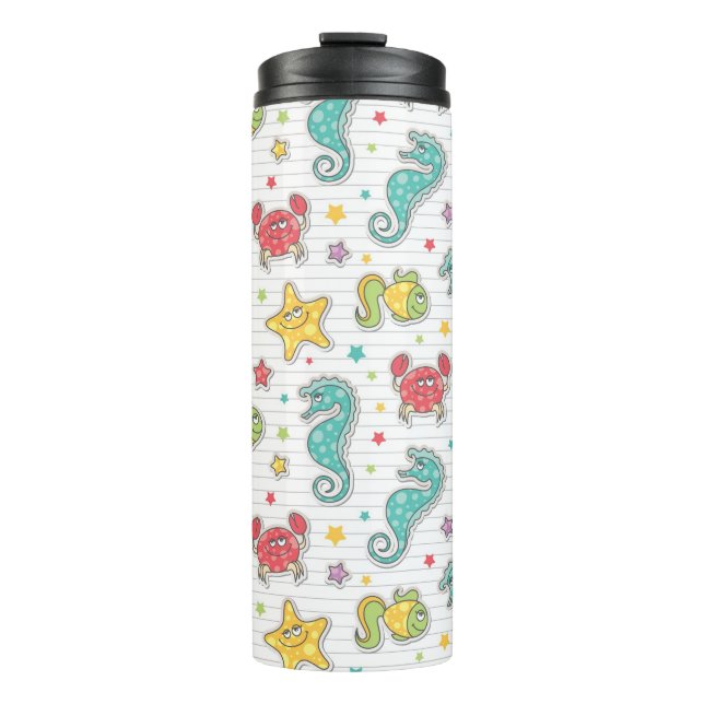 pattern of sea creatures thermal tumbler (Front)