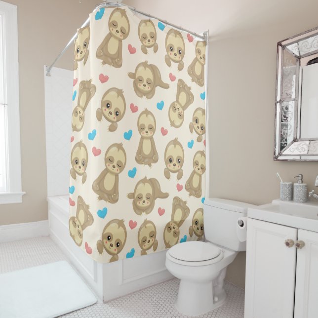 Pattern Of Sloths, Cute Sloths, Hearts (In Situ)