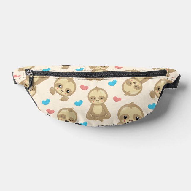 Pattern Of Sloths, Cute Sloths, Hearts Fanny Pack (Lay Down)