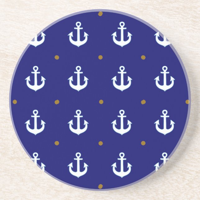pattern of small white anchors coaster (Front)