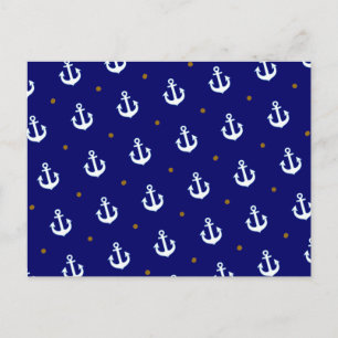 pattern of small white anchors postcard