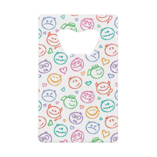pattern of smiles credit card bottle opener