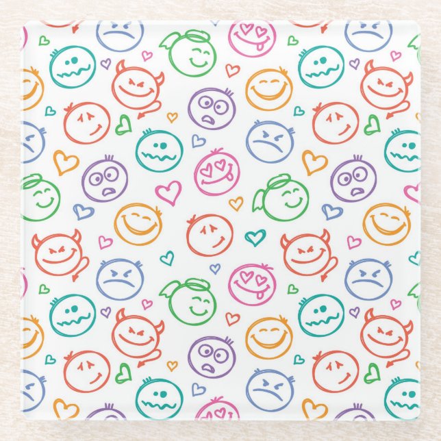 pattern of smiles glass coaster (Front)