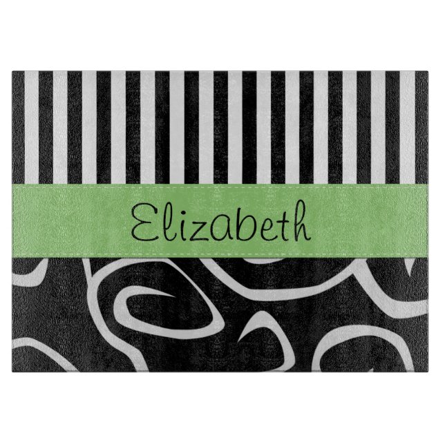 Pattern Of Stripes, Pattern Of Swirls, Your Name Cutting Board (Front)
