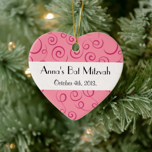 Pattern Of Swirls, Swirl Pattern, Bat Mitzvah Ceramic Ornament (Tree)