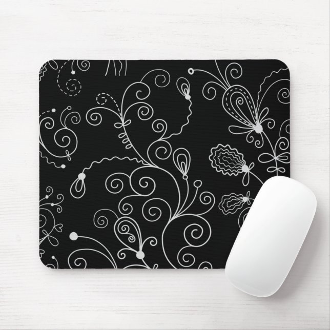 Pattern Of Swirls, Swirl Pattern, Black and White Mouse Pad (With Mouse)