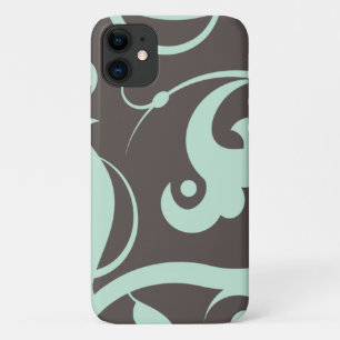 Pattern Of Swirls, Swirl Pattern, Green, Grey iPhone 11 Case