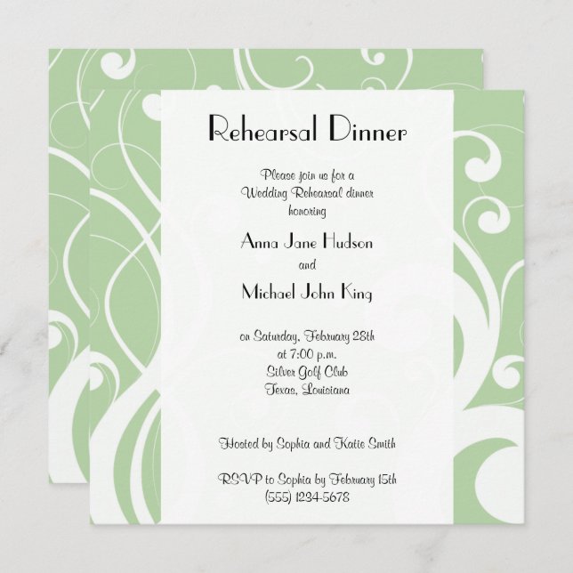 Pattern Of Swirls, Swirl Pattern, Rehearsal Dinner Invitation (Front/Back)