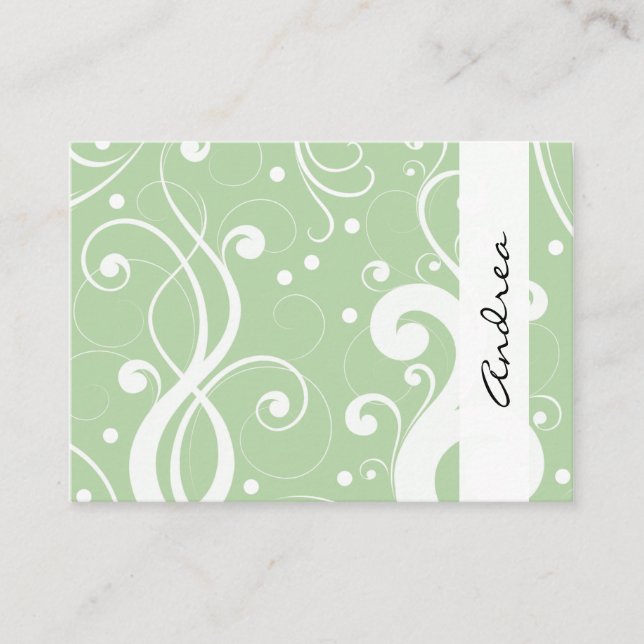 Pattern Of Swirls, Swirl Pattern, Swirling, Green Business Card (Front)