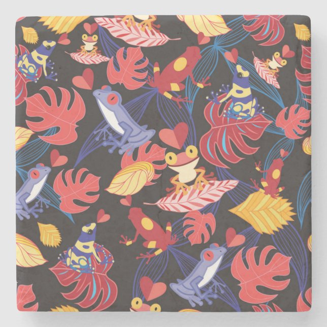 Pattern Of The Lovers Frogs 2 Stone Coaster (Front)