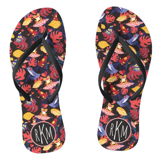 Pattern Of The Lovers Frogs | Monogram Flip Flops (Footbed)
