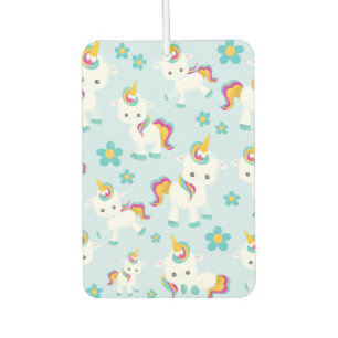 Pattern Of Unicorns, Cute Unicorns, Flowers Air Freshener