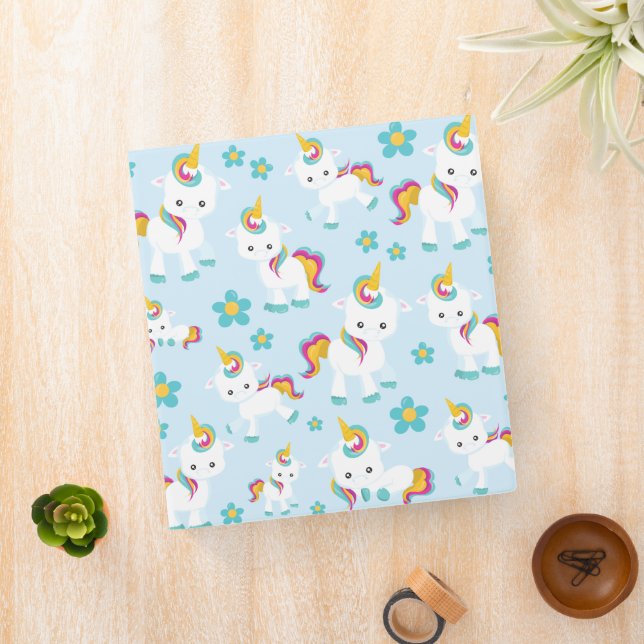 Pattern Of Unicorns, Cute Unicorns, Flowers Binder (In Situ)