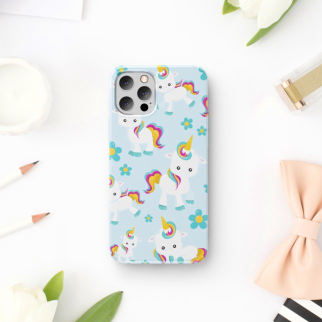 Pattern Of Unicorns, Cute Unicorns, Flowers Case-Mate iPhone Case (Creator Uploaded)