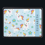 Pattern Of Unicorns, Cute Unicorns, Your Name Trailer Hitch Cover<br><div class="desc">Cute,  fun and adorable unicorns and flowers. Modern and trendy gift,  perfect for the unicorn lover in your life. Personalize by adding your name,  nickname,  monogram or initials.</div>