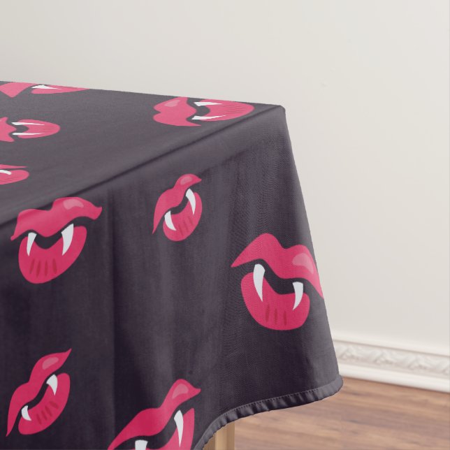 Pattern Of Vampire Lips And Fangs Tablecloth (In Situ)