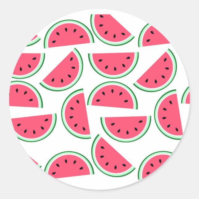 pattern of watermelon classic round sticker (Front)