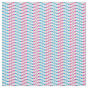 Pattern of Wavy  Colourful Hearts in pink and blue Fabric