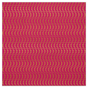 Pattern of Wavy  Hearts in gold colour Fabric