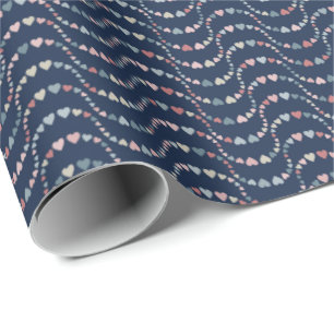 Pattern of Wavy Hearts in pink and blue colour Wrapping Paper
