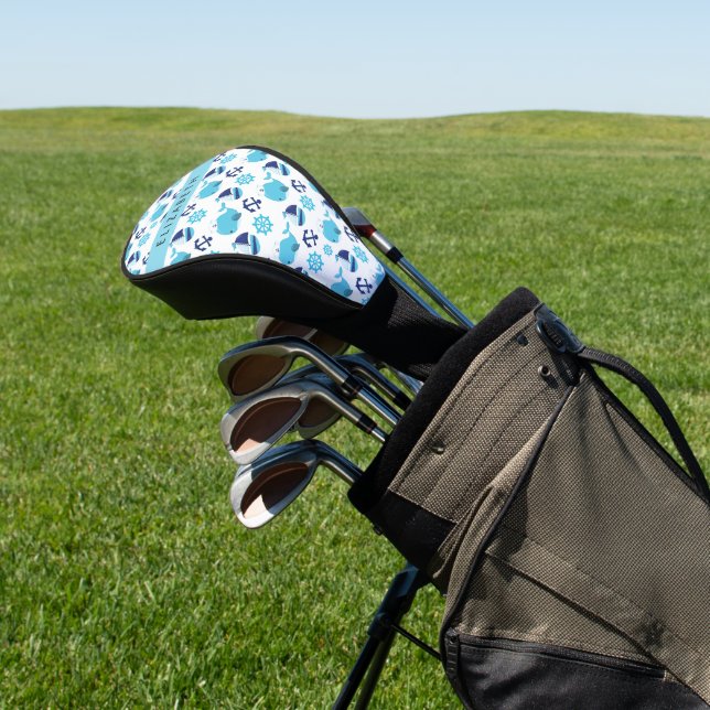 Pattern Of Whales, Blue Whales, Your Name Golf Head Cover (In Situ)