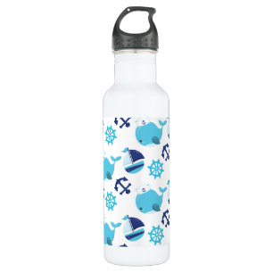 Pattern Of Whales, Cute Whales, Blue Whales 710 Ml Water Bottle