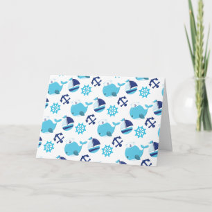 Pattern Of Whales, Cute Whales, Blue Whales Card
