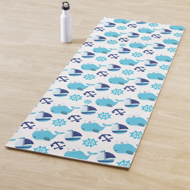 Pattern Of Whales, Cute Whales, Blue Whales Yoga Mat (In Situ)
