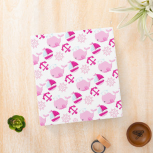 Pattern Of Whales, Cute Whales, Pink Whales Binder