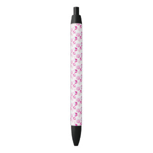 Pattern Of Whales, Cute Whales, Pink Whales Black Ink Pen
