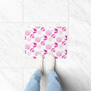 Pattern Of Whales, Cute Whales, Pink Whales Doormat