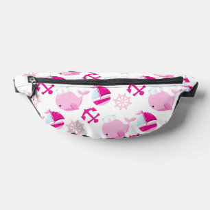 Pattern Of Whales, Cute Whales, Pink Whales Fanny Pack