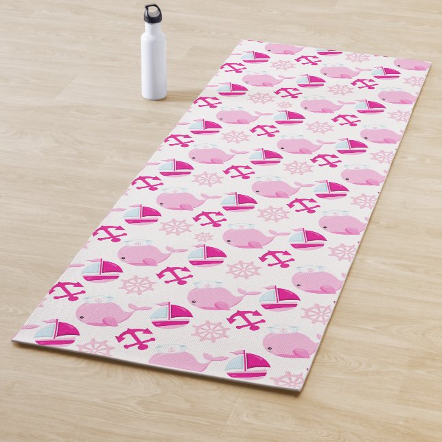 Pattern Of Whales, Cute Whales, Pink Whales Yoga Mat (In Situ)