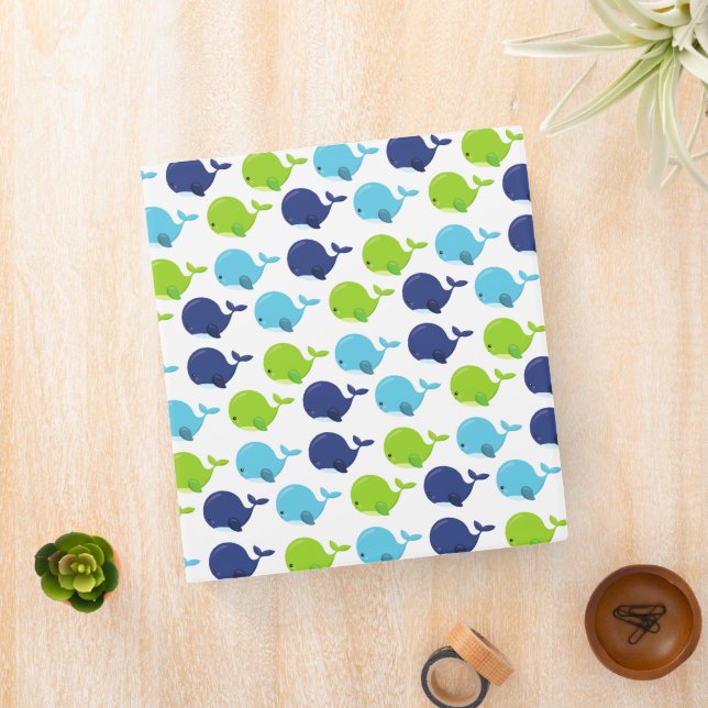 Pattern Of Whales, Cute Whales, Sea Animals Binder (In Situ)