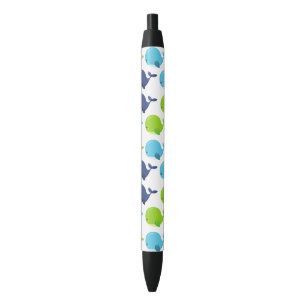 Pattern Of Whales, Cute Whales, Sea Animals Black Ink Pen