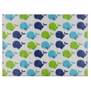 Pattern Of Whales, Cute Whales, Sea Animals Cutting Board