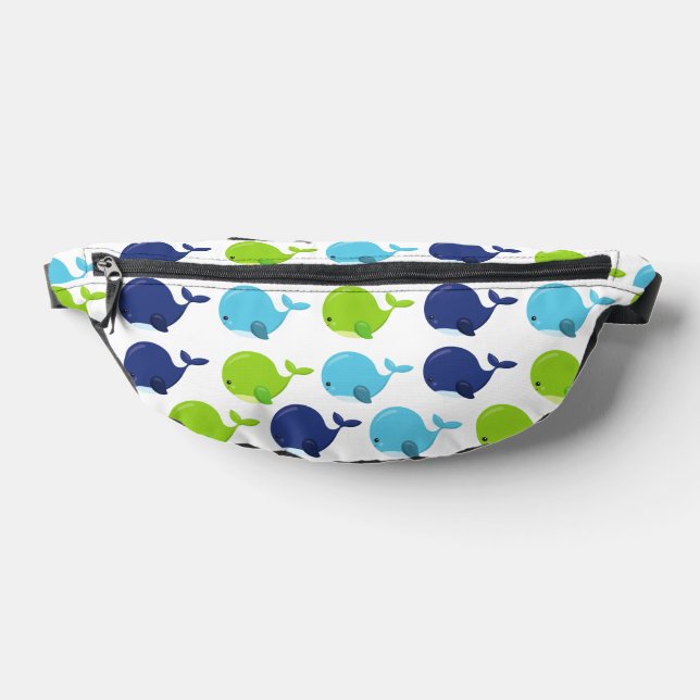Pattern Of Whales, Cute Whales, Sea Animals Fanny Pack (Lay Down)