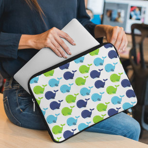 Pattern Of Whales, Cute Whales, Sea Animals Laptop Sleeve
