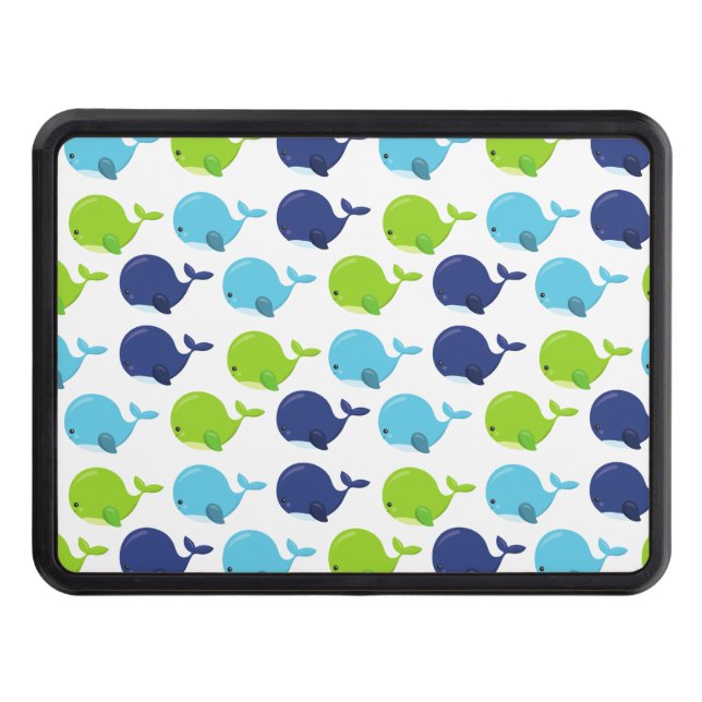 Pattern Of Whales, Cute Whales, Sea Animals Trailer Hitch Cover (Front)