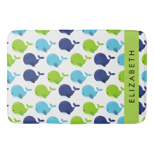 Pattern Of Whales, Cute Whales, Your Name Bath Mat