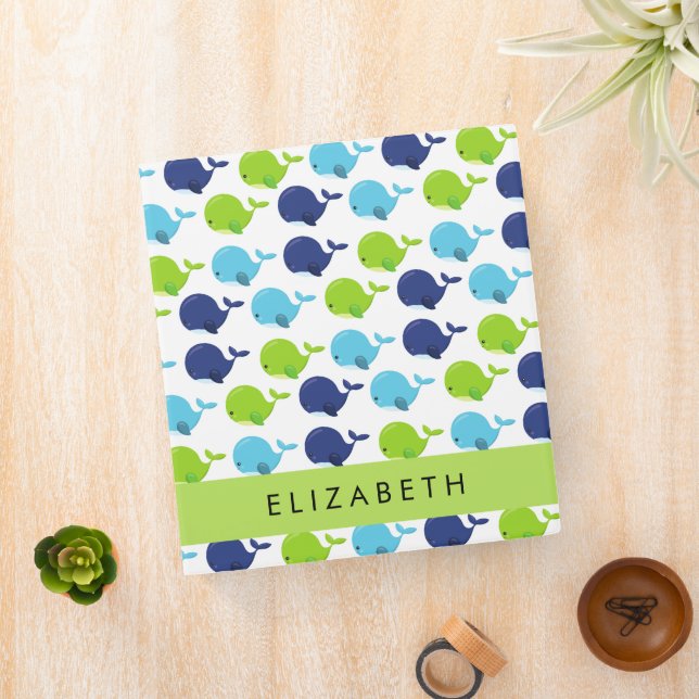 Pattern Of Whales, Cute Whales, Your Name Binder (In Situ)