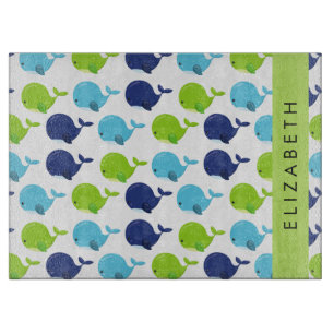 Pattern Of Whales, Cute Whales, Your Name Cutting Board